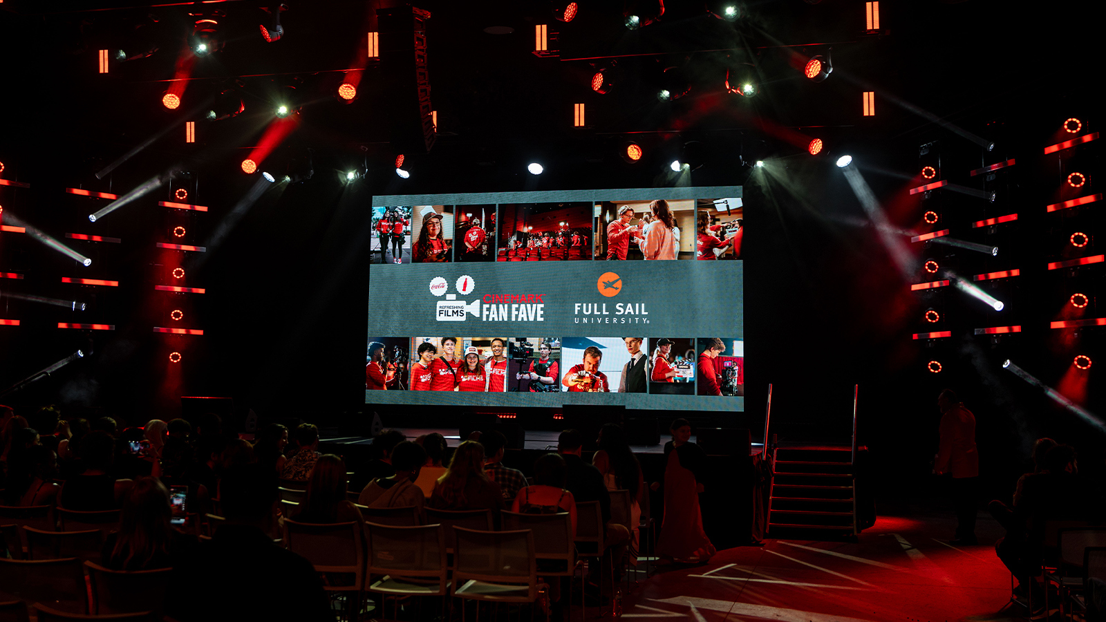 Audience members gather inside Full Sail Live for the Coca-Cola Refreshing Films Fan Favorite premiere event.