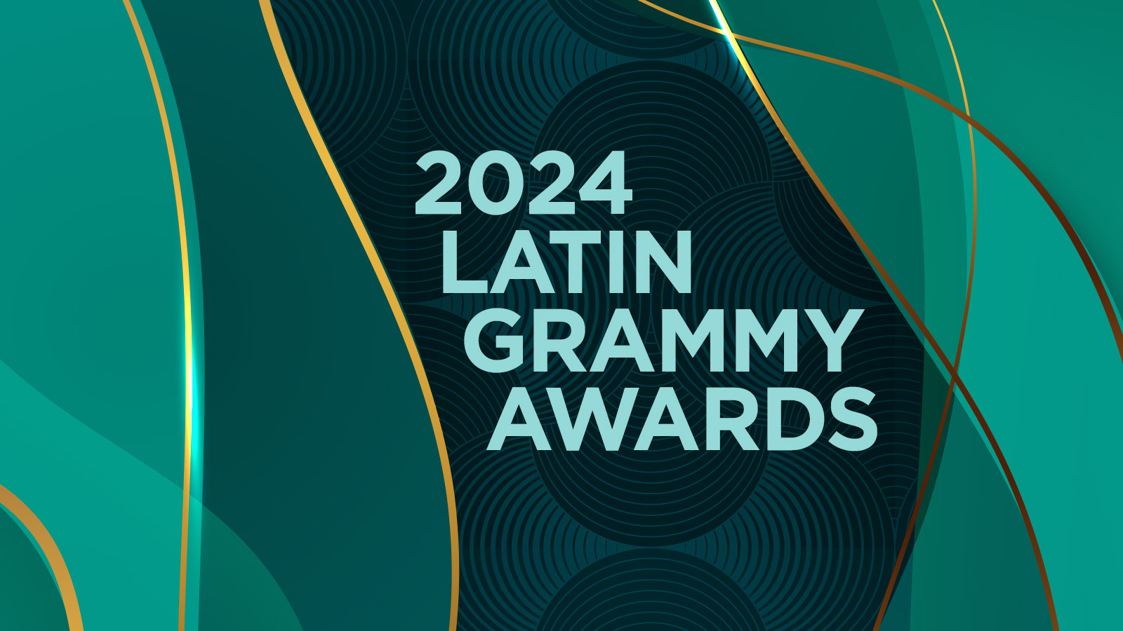 The words 2024 Latin Grammy Awards overlaid on a dark green, light green, and gold background.