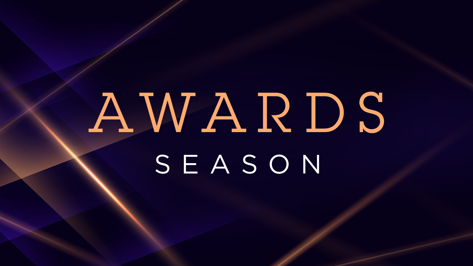 The words Awards Season in yellow and white text over a blue, purple, and yellow background.