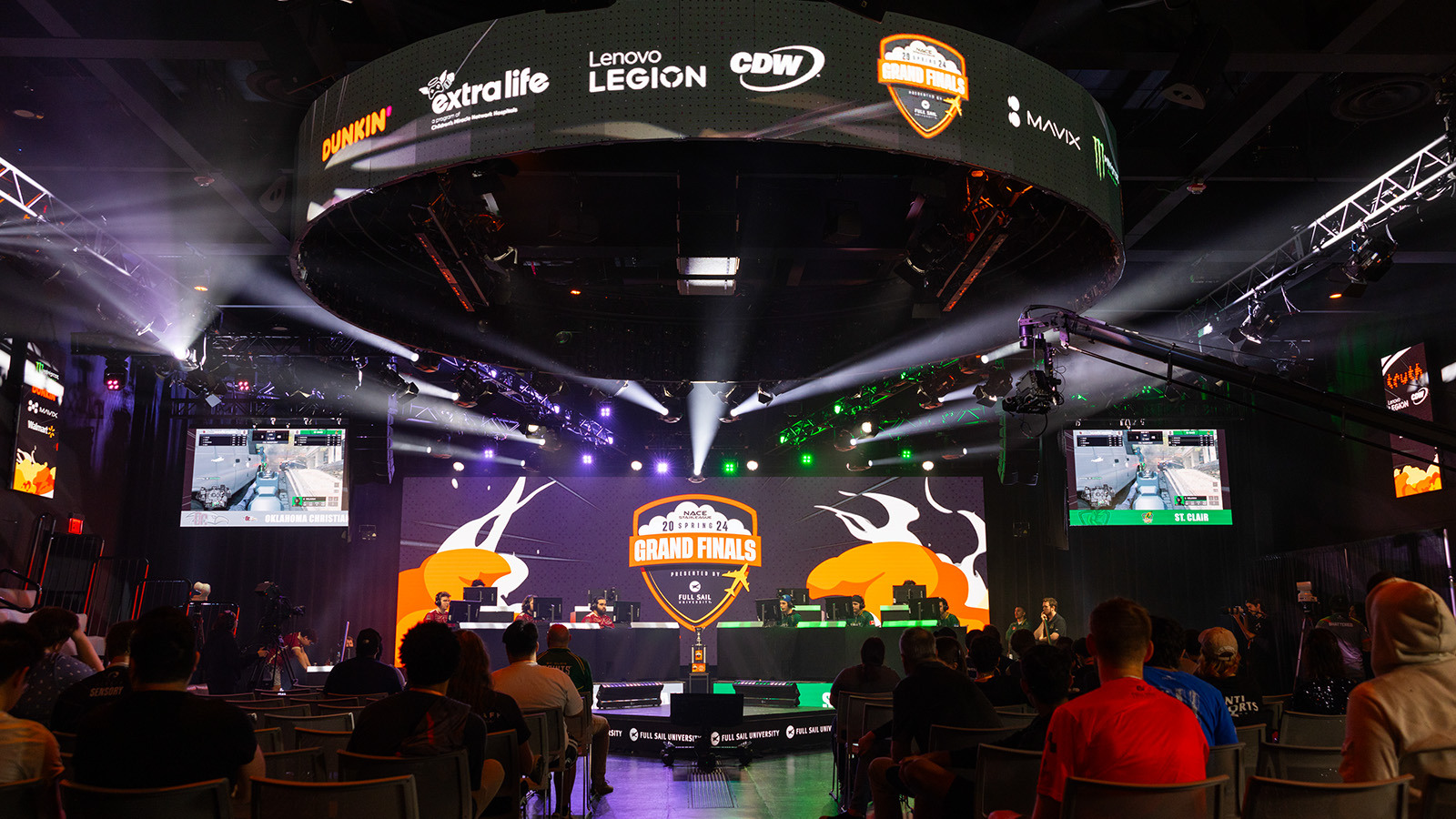 A wide shot of the crowd in the Full Sail University Orlando Health Fortress during the NACE Grand Finals.