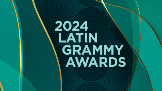 The words 2024 Latin Grammy Awards overlaid on a dark green, light green, and gold background.