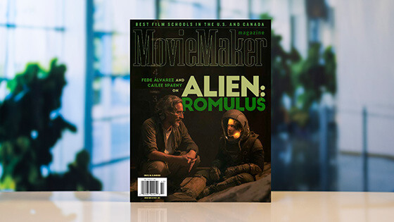 The cover of MovieMaker magazine’s 2024 summer issue, featuring an image of filmmaker Fede Álvarez and actor Cailee Spaeny on the set of ‘Alien: Romulus.’