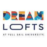 The words Dream Lofts at Full Sail University are overlaid in a colorful font.