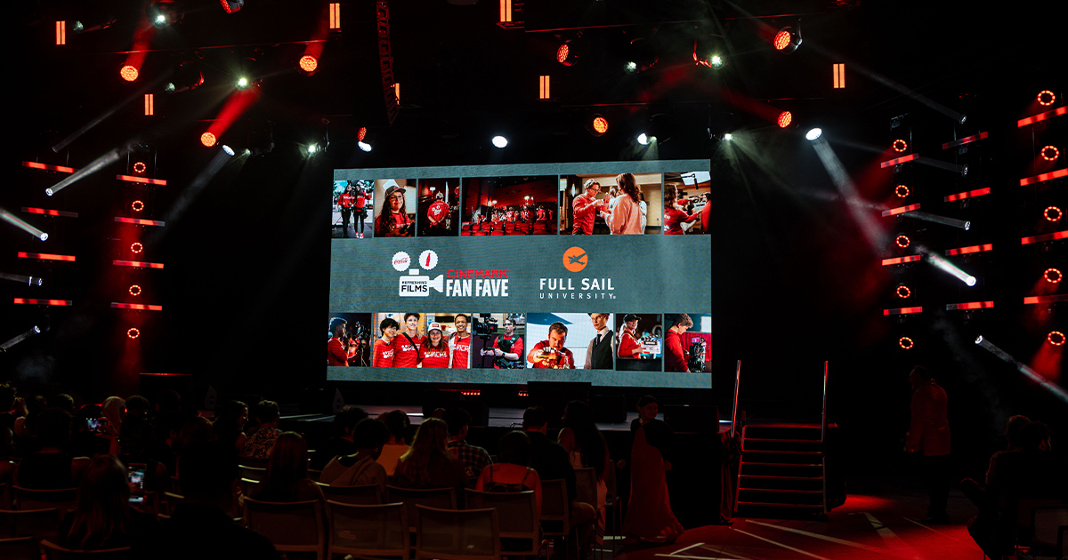 Audience members gather inside Full Sail Live for the Coca-Cola Refreshing Films Fan Favorite premiere event.