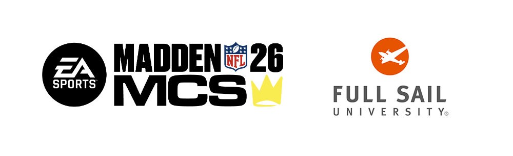 EA Sports Madden NFL 26 Championship Series (MCS 26) logo on the left and Full Sail University logo on the right