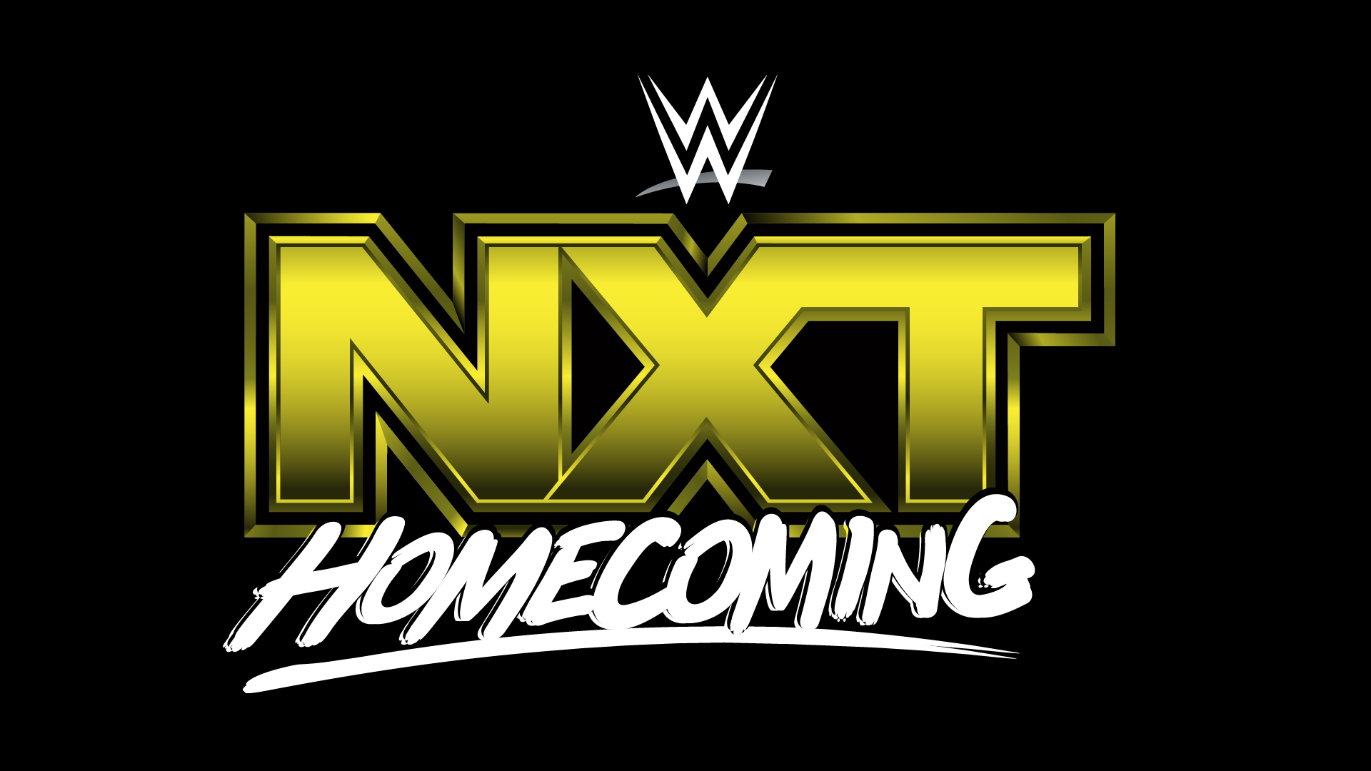 WWE NXT logo with 'Homecoming' written underneath on a black background.